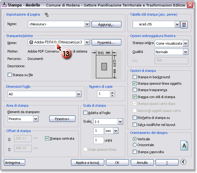 Dispositivo di stampa "Adobe PDFA1b (Ottimizzato).pc3"
