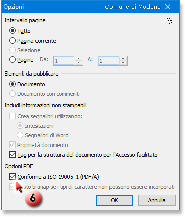 Opzioni PDF